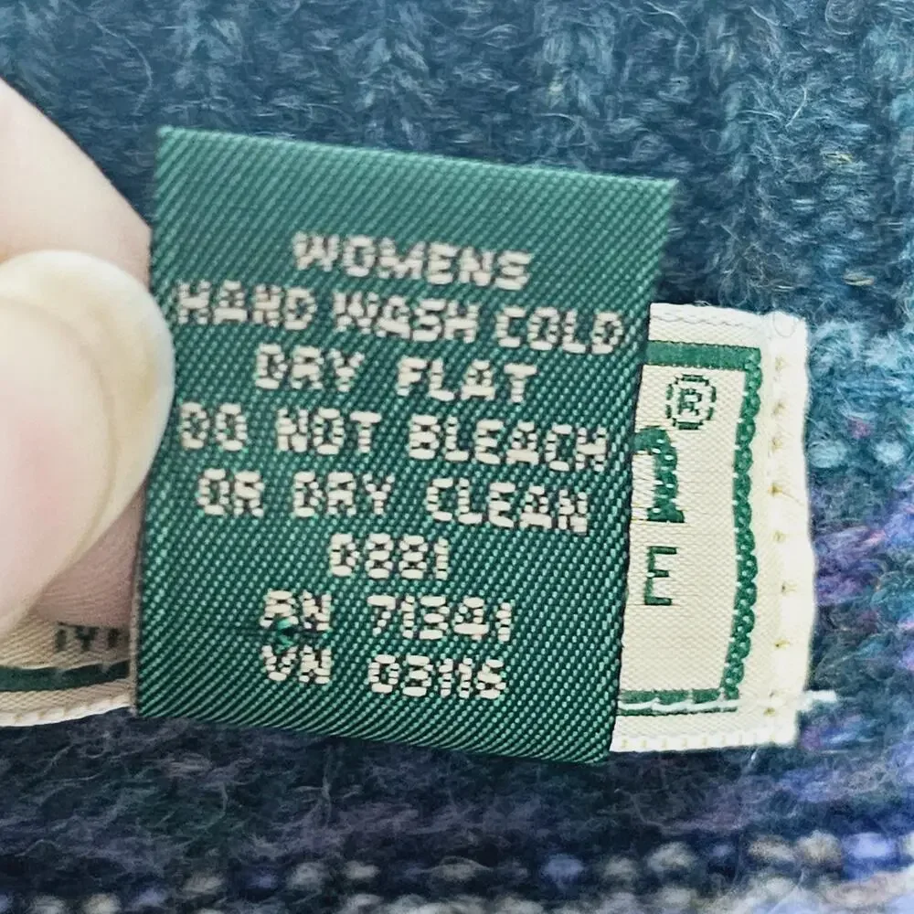 Vintage L.L. Bean Wool Cardigan Vest Women's Size M Fair Isle USA Green Retro - Picture 5 of 5